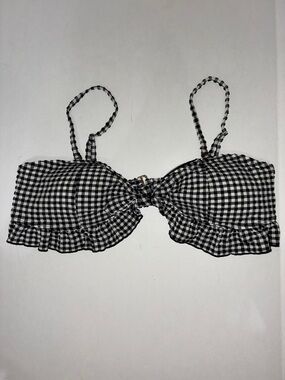 Forever 21  XL  Black and White Gingham Ruffle Bikini Top
